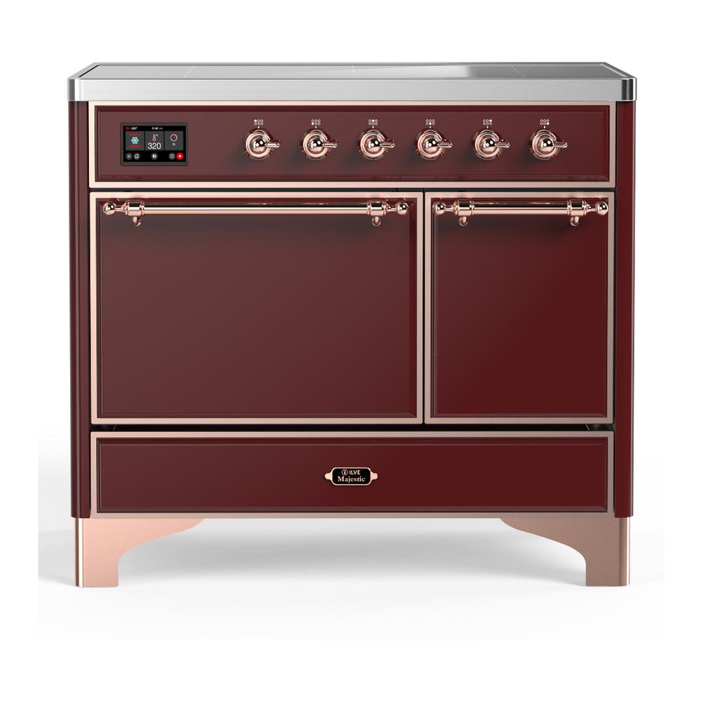 ILVE UMDIB40QNR3BUP Majestic III 40 inch Induction Range with 6 Elements, 3.82 cu. ft. Total Oven Capacity (Solid Door, Burgundy, Copper)