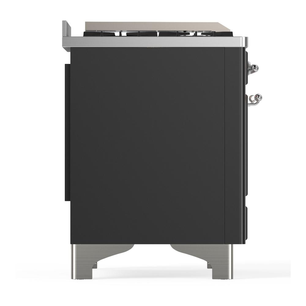 ILVE UM60FNR3MGCLP Majestic III 60 inch Dual Fuel Range with 9 Burners and Griddle, Dual Function Burner up to 25,000 BTU (Liquid Propane, Triple Glass Door, Graphite Matte, Chrome)