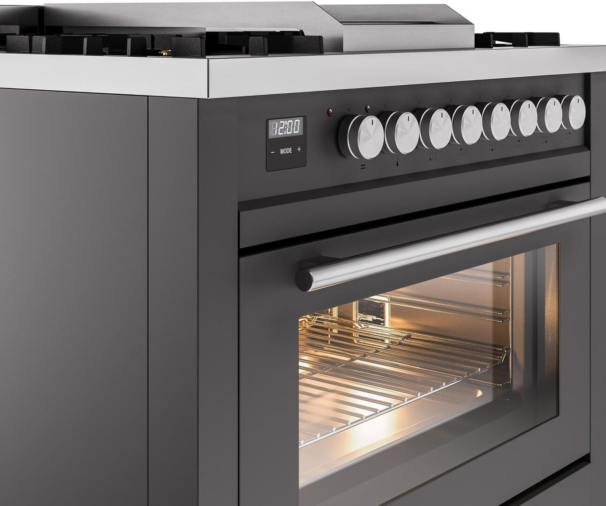 Professional Plus II 36 Inch Dual Fuel Natural Gas Freestanding Range in Matte Graphite with Trim