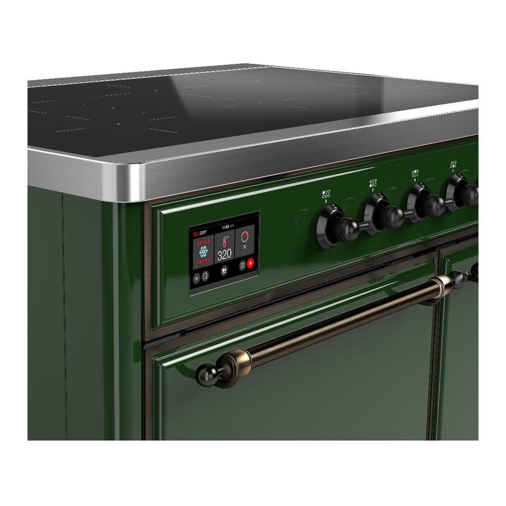 ILVE UMDIB40QNR3EGB Majestic III 40 inch Induction Range with 6 Elements, 3.82 cu. ft. Total Oven Capacity (Solid Door, Emerald Green, Burnished)