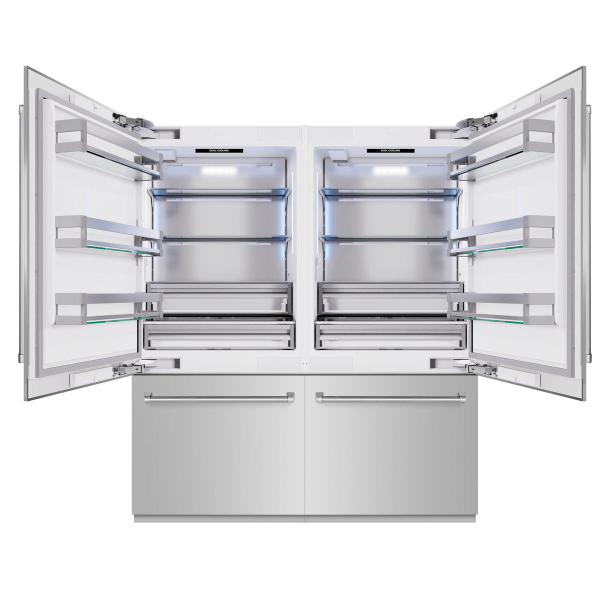 ZLINE 72 in. 39.6 cu. ft. French Door Built-In Bottom Freezer Refrigerator with Water Dispensers and Ice Makers in Stainless Steel (RBIT-304-72)