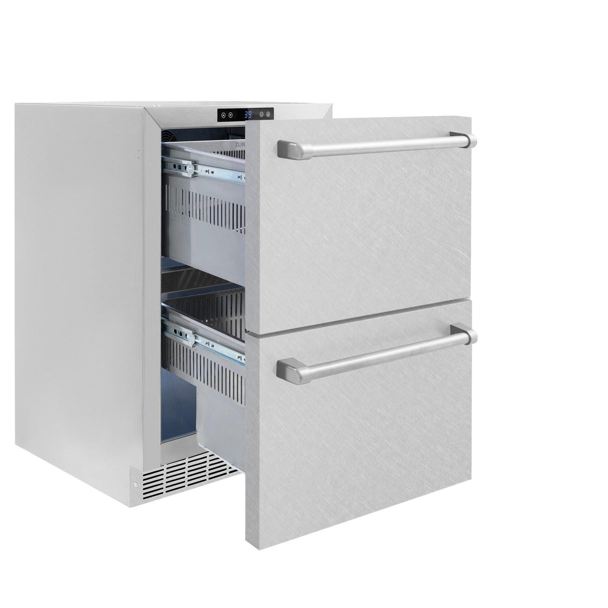 ZLINE 24 in. Touchstone 168 Can Outdoor-Rated Dual Refrigerator Drawer with DuraSnow' Stainless Steel Doors (RDSO-SN-24)