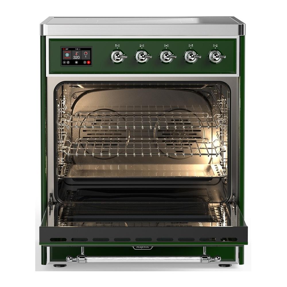 ILVE UMIB30NR3EGC Majestic III 30 inch Induction Range with 4 Elements, 4 cu. ft. Oven Capacity (Triple Glass Door, Emerald Green, Chrome)