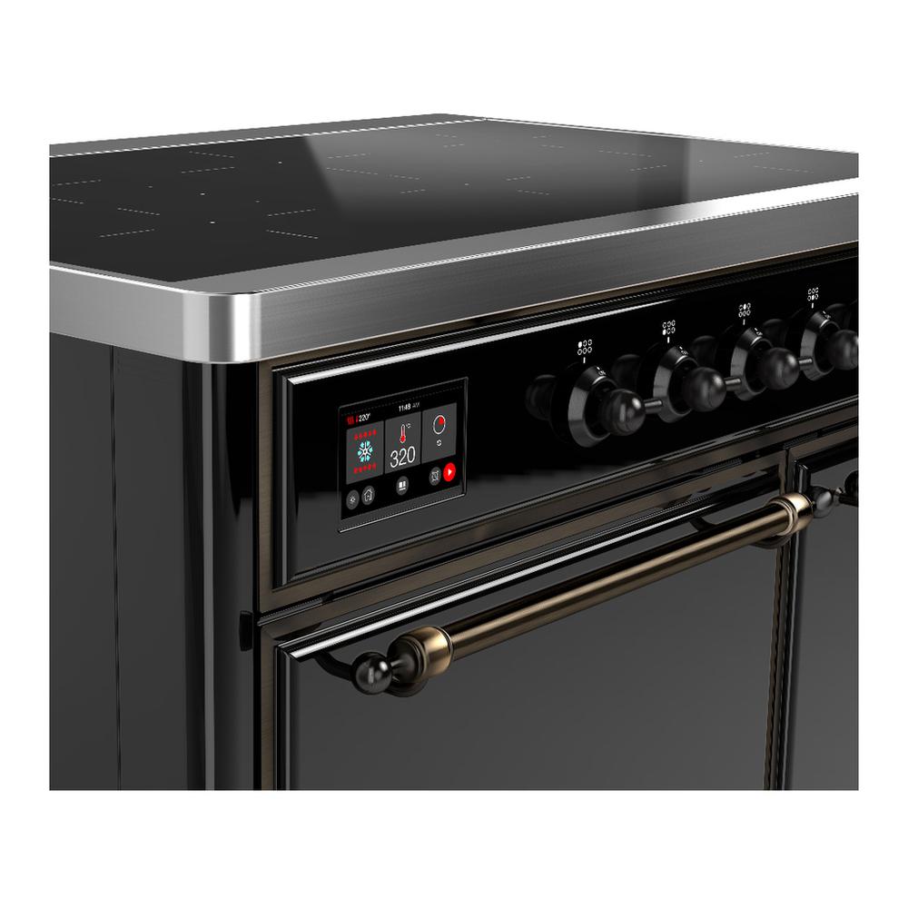 ILVE UMDIB40QNR3BKB Majestic III 40 inch Induction Range with 6 Elements, 3.82 cu. ft. Total Oven Capacity (Solid Door, Glossy Black, Burnished)