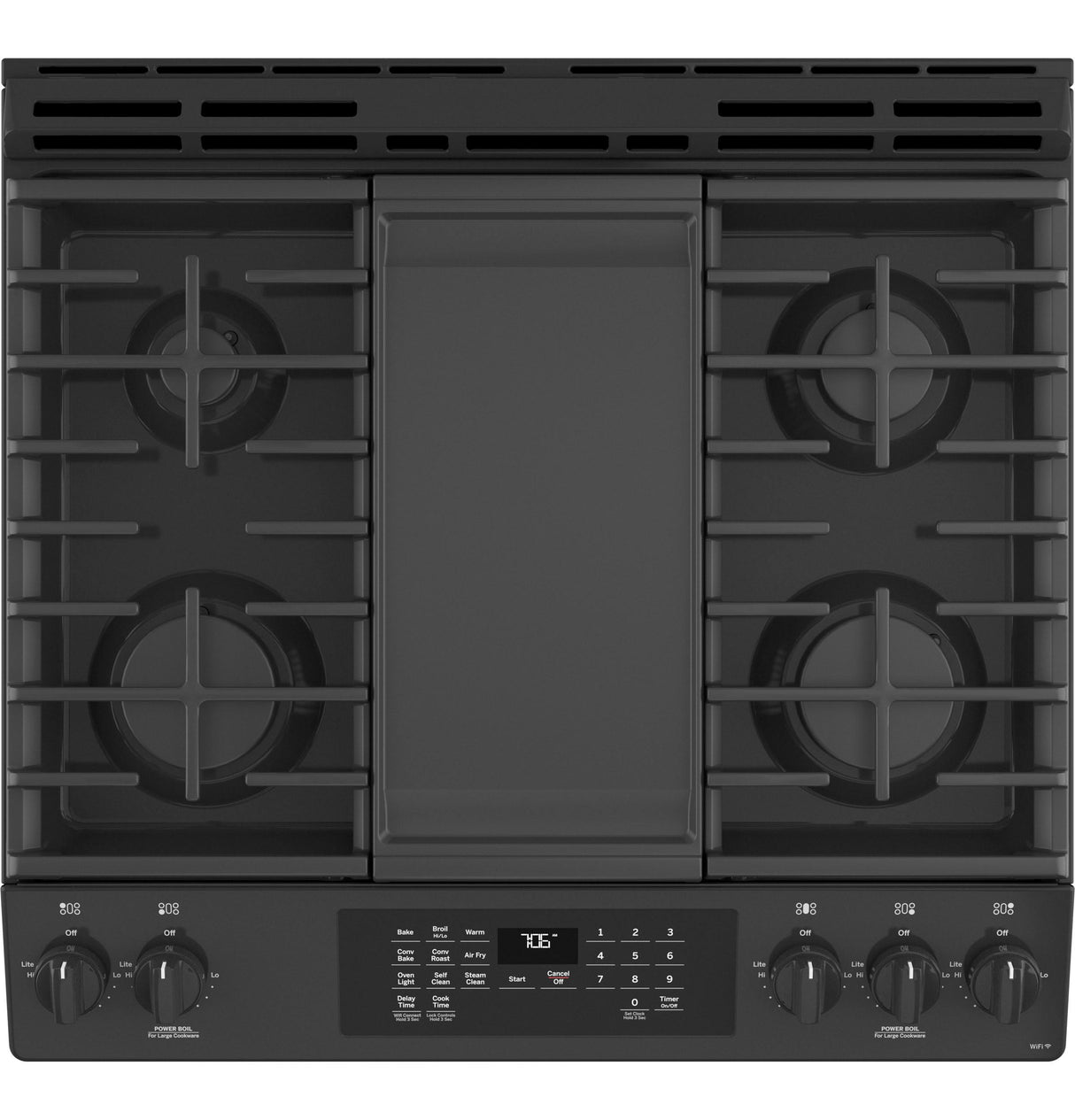 GE® 30" Slide-In Front-Control Convection Gas Range with No Preheat Air Fry