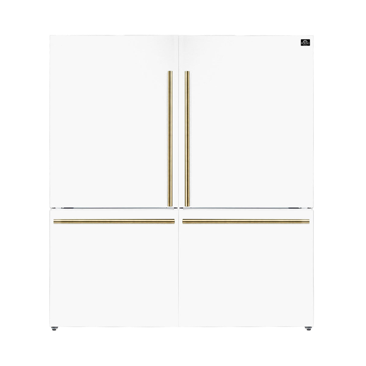 Forno Milano 2-Piece 62-Inch Freestanding Dual Bottom Freezer Refrigerator, White - 34.4 cu.ft, Touch Control, Ice Maker