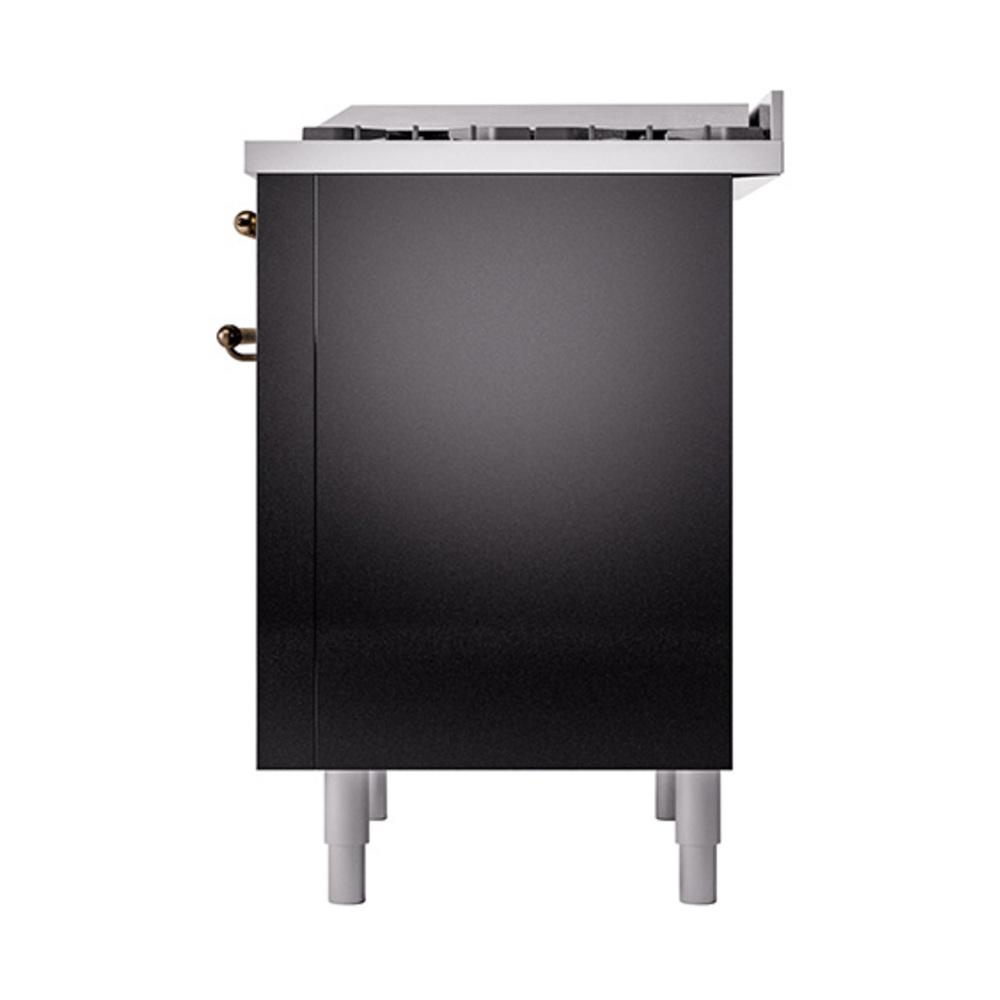 ILVE UN36FQNMPBKB Nostalgie II Noblesse 36 inch Dual Fuel Range (Natural Gas, Solid Door, Glossy Black, Burnished)