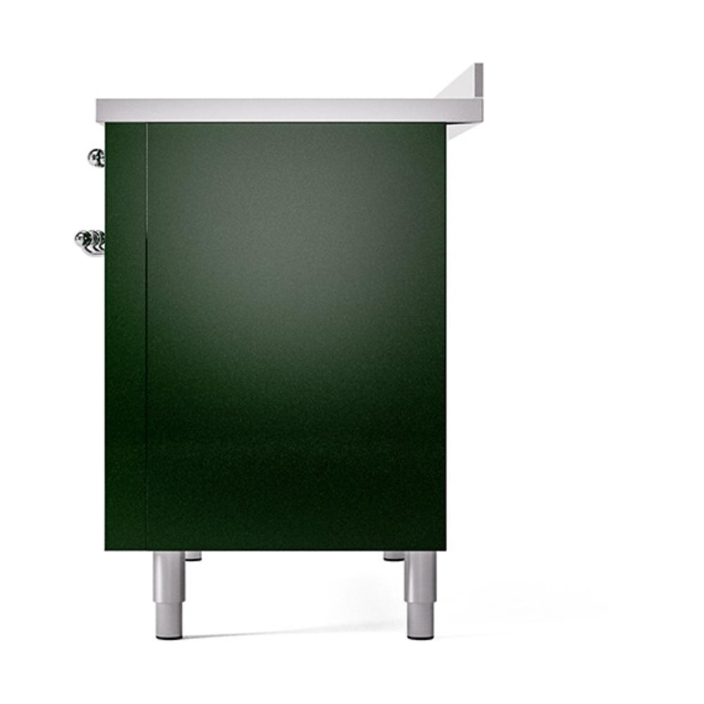 ILVE UNI486QNMPEGC Nostalgie II Noblesse 48 inch Induction Range (Solid Door, Emerald Green, Chrome)