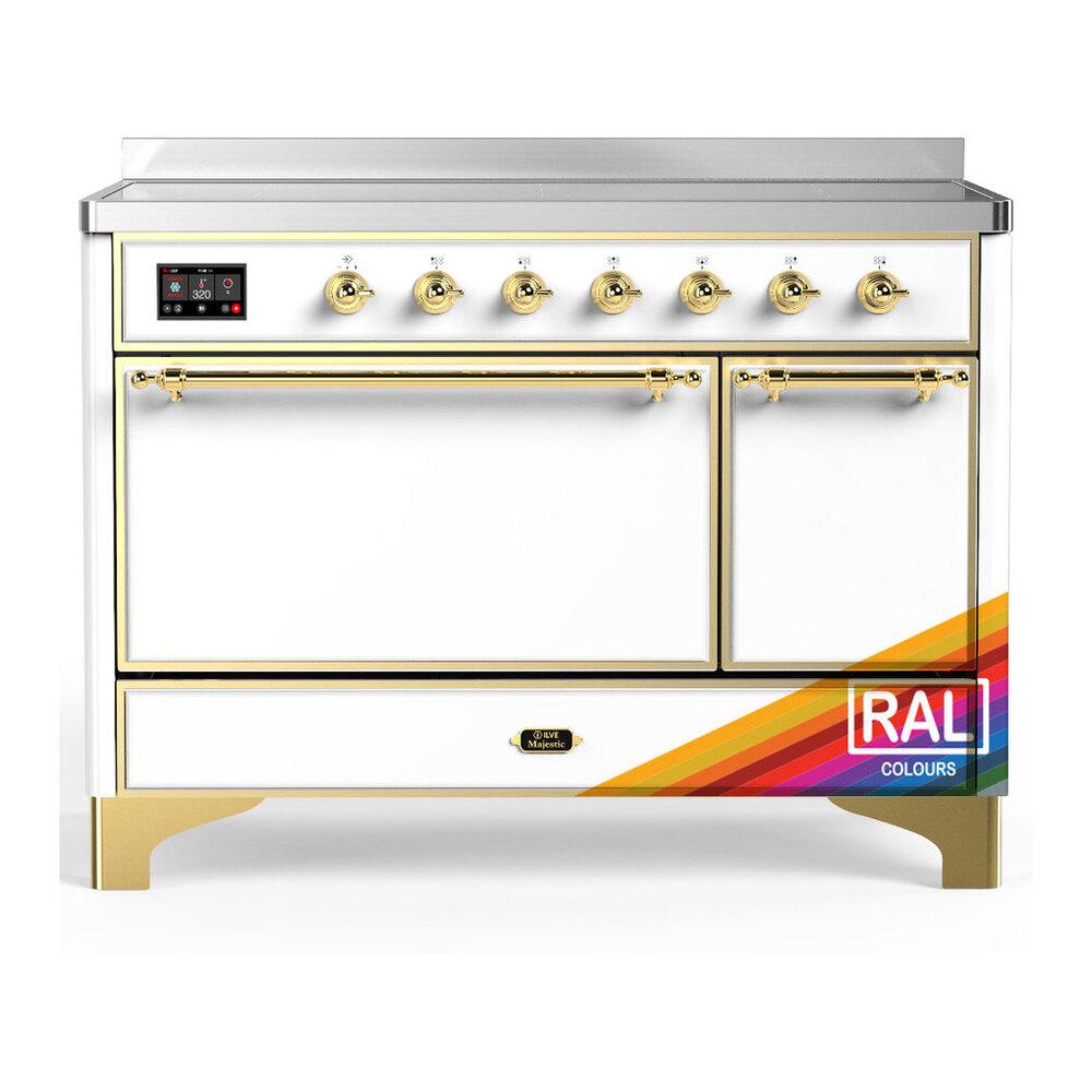 ILVE UMIB48QNR3RAG Majestic III 48 inch Induction Range with 6 Elements, 5.02 cu. ft. Total Oven Capacity (Solid Door, RAL, Brass)
