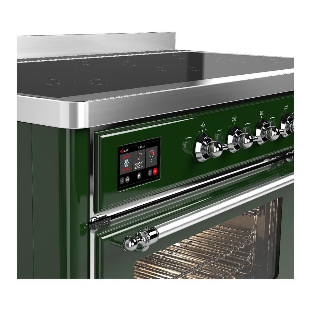 ILVE UMIB48NR3EGC Majestic III 48 inch Induction Range with 6 Elements, 5.02 cu. ft. Total Oven Capacity (Triple Glass Door, Emerald Green, Chrome)