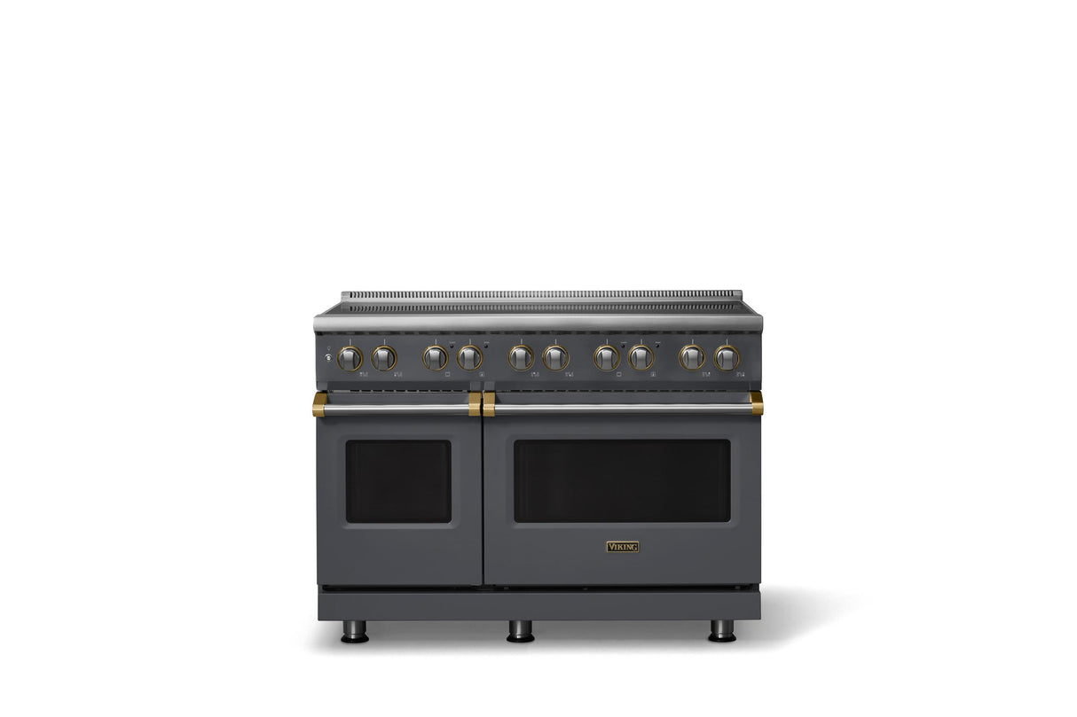 48"W. Induction Range (Finish: Cast Black, Trim: Brushed Brass)