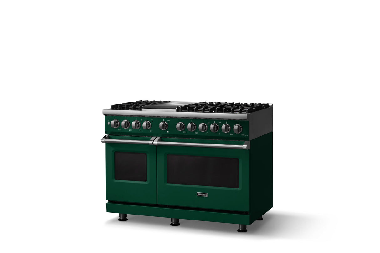 48"W. Dual Fuel Range (Burner: 6g, Finish: Ivy, Trim: Polished Chrome, Fuel: Natural Gas)