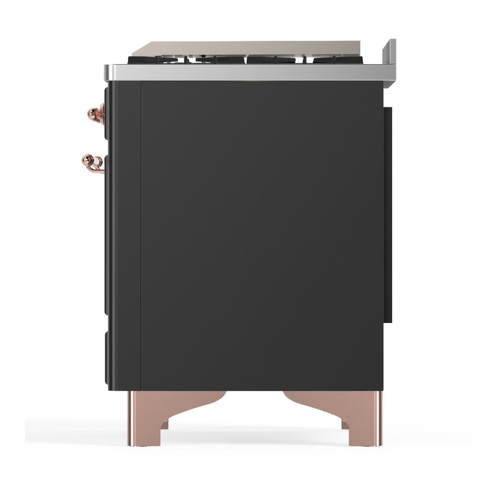 ILVE UM60FSNR3MGPLP Majestic III 60 inch Dual Fuel Range with 7 Burners, Griddle and French Top, Dual Function Burner with up to 25,000 BTU (Liquid Propane, Triple Glass Door, Graphite Matte, Copper)