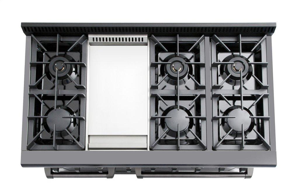 48 Inch Professional Gas Range In Black Stainless Steel