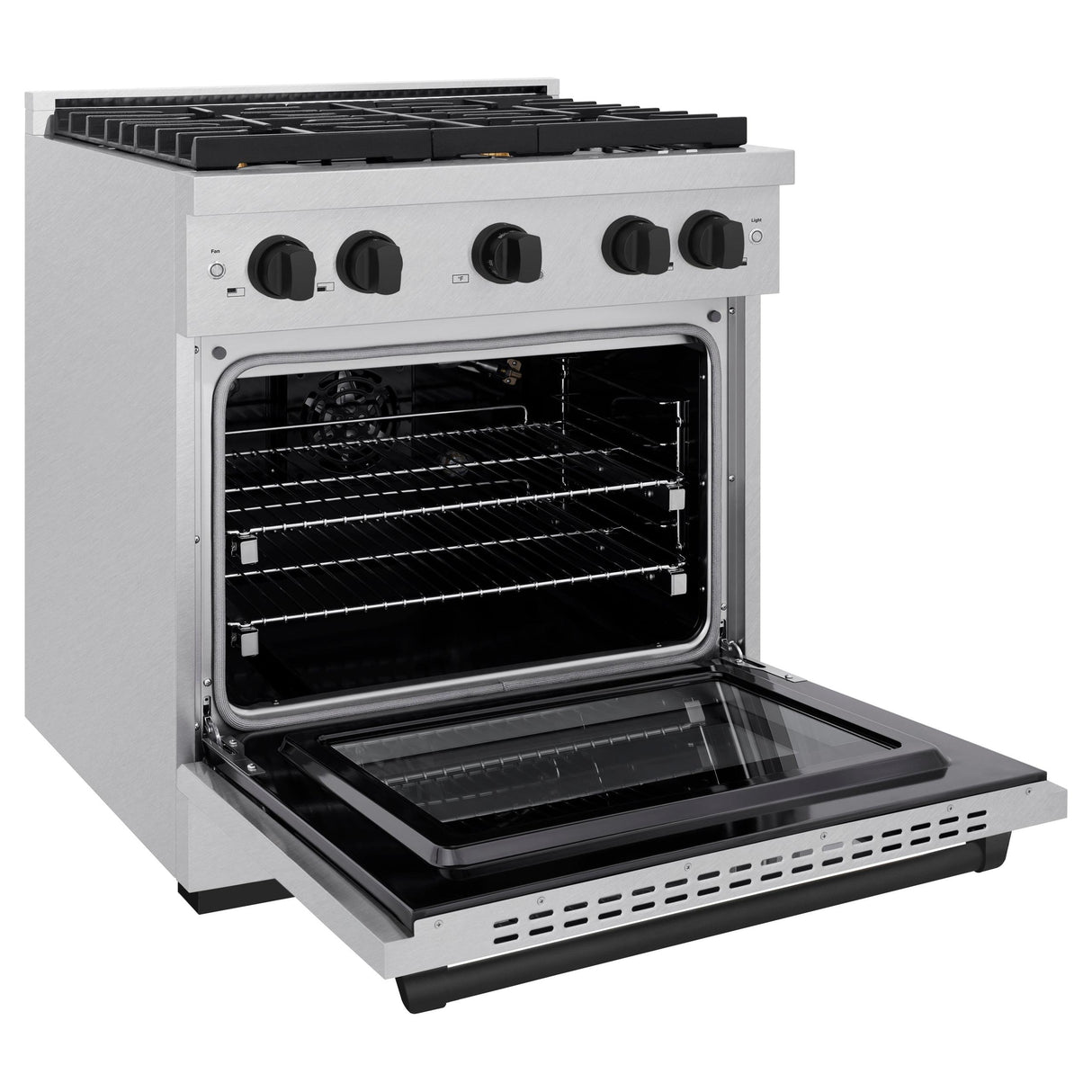 ZLINE Autograph Edition 30 in. 4.2 cu. ft. 4 Burner Gas Range with Convection Gas Oven in DuraSnow' Stainless Steel and Matte Black Accents (SGRSZ-30-MB)