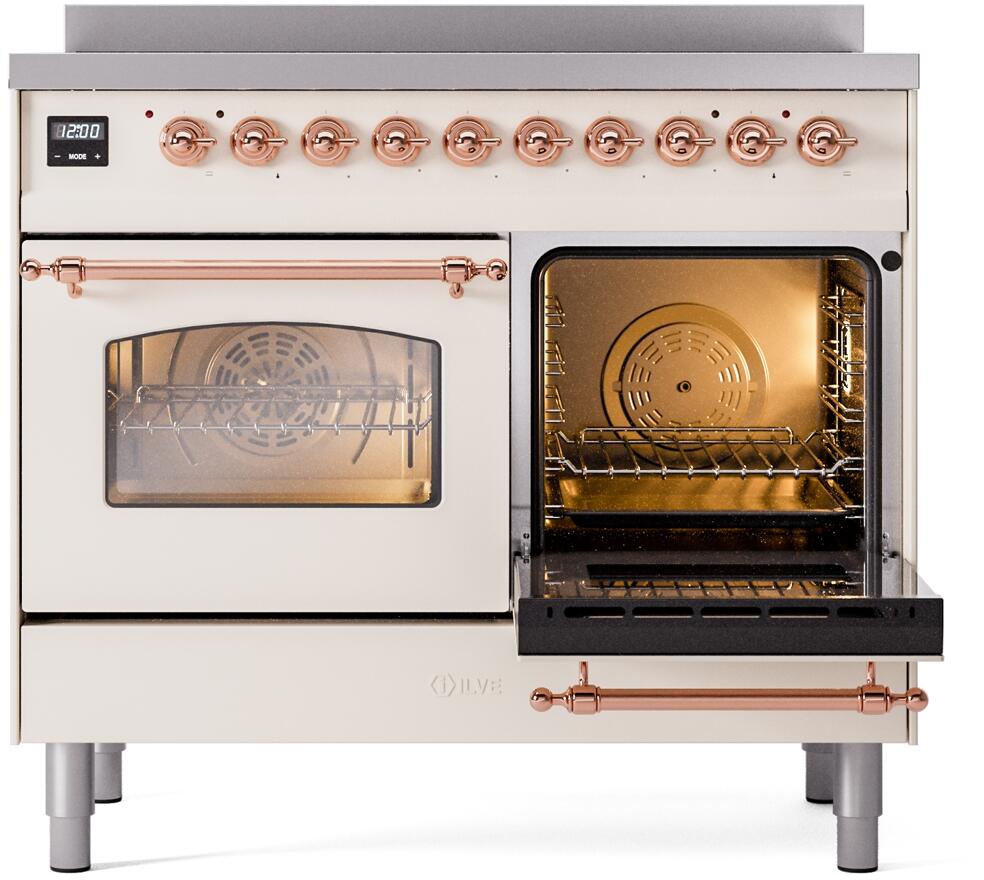 Nostalgie II 40 Inch Electric Freestanding Range in Antique White with Copper Trim