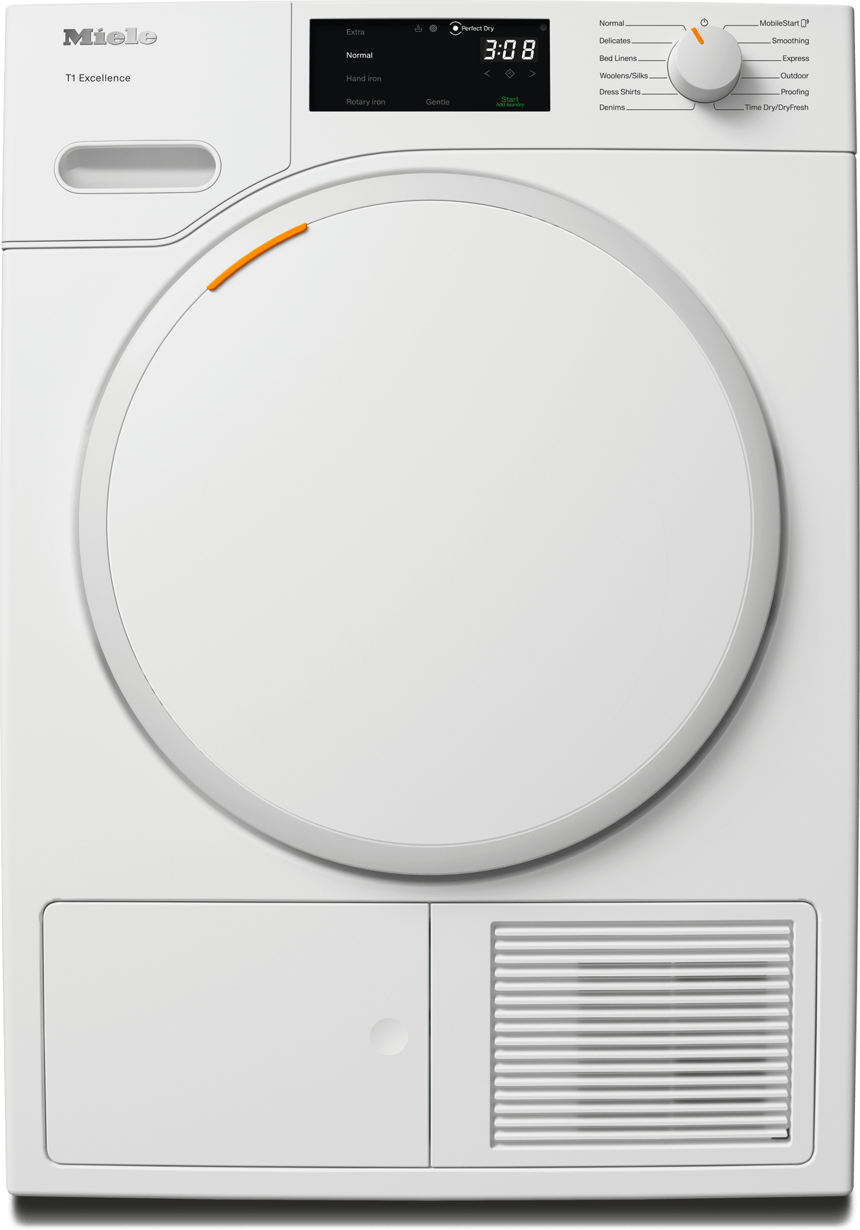 TXD160WP Lotus white - T1 Heat-Pump Dryer: 18 lb DirectSensor Honeycomb drum FragranceDos Miele@home EcoDry