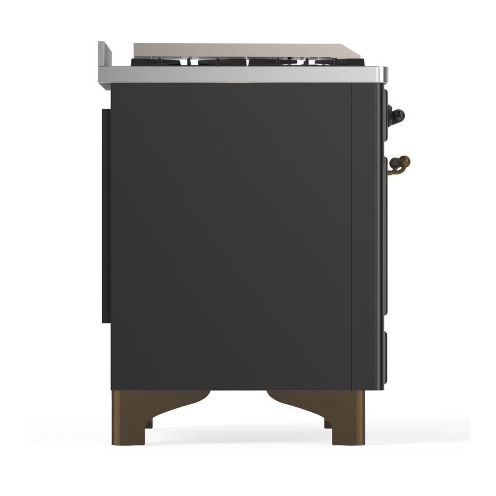 ILVE UM48FSNR3MGBLP Majestic III 48 inch Dual Fuel Range with 5 Black Brass Burners, Griddle and French Top, Dual Function Burner up to 25,000 BTU (Liquid Propane, Triple Glass Door, Graphite Matte, Burnished)