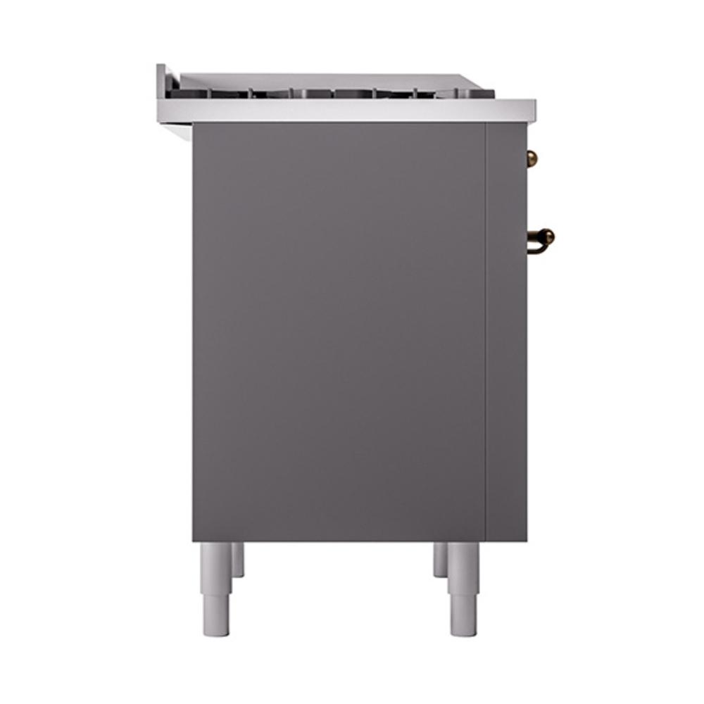 ILVE UN36FQNMPMGBLP Nostalgie II Noblesse 36 inch Dual Fuel Range (Liquid Propane, Solid Door, Graphite Matte, Burnished)