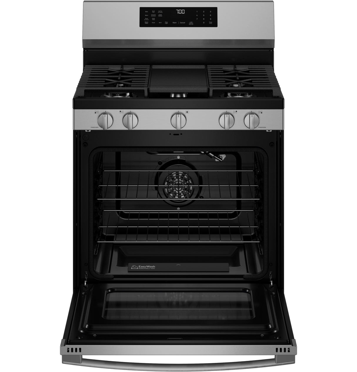 GE Profile™ 30" Smart Free-Standing Gas Convection Range with No Preheat Air Fry and EasyWash™ Oven Tray