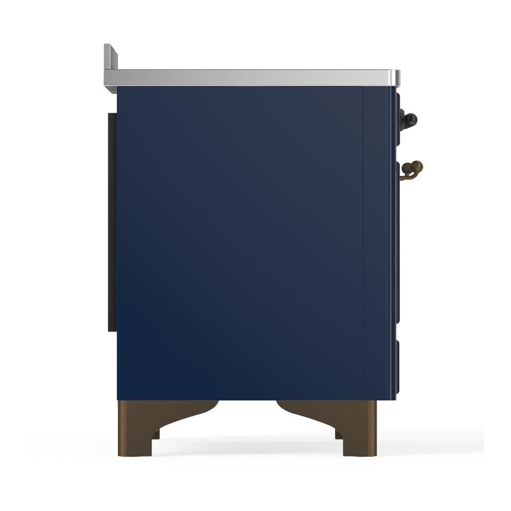 ILVE UMIB48NR3MBB Majestic III 48 inch Induction Range with 6 Elements, 5.02 cu. ft. Total Oven Capacity (Triple Glass Door, Midnight Blue, Burnished)