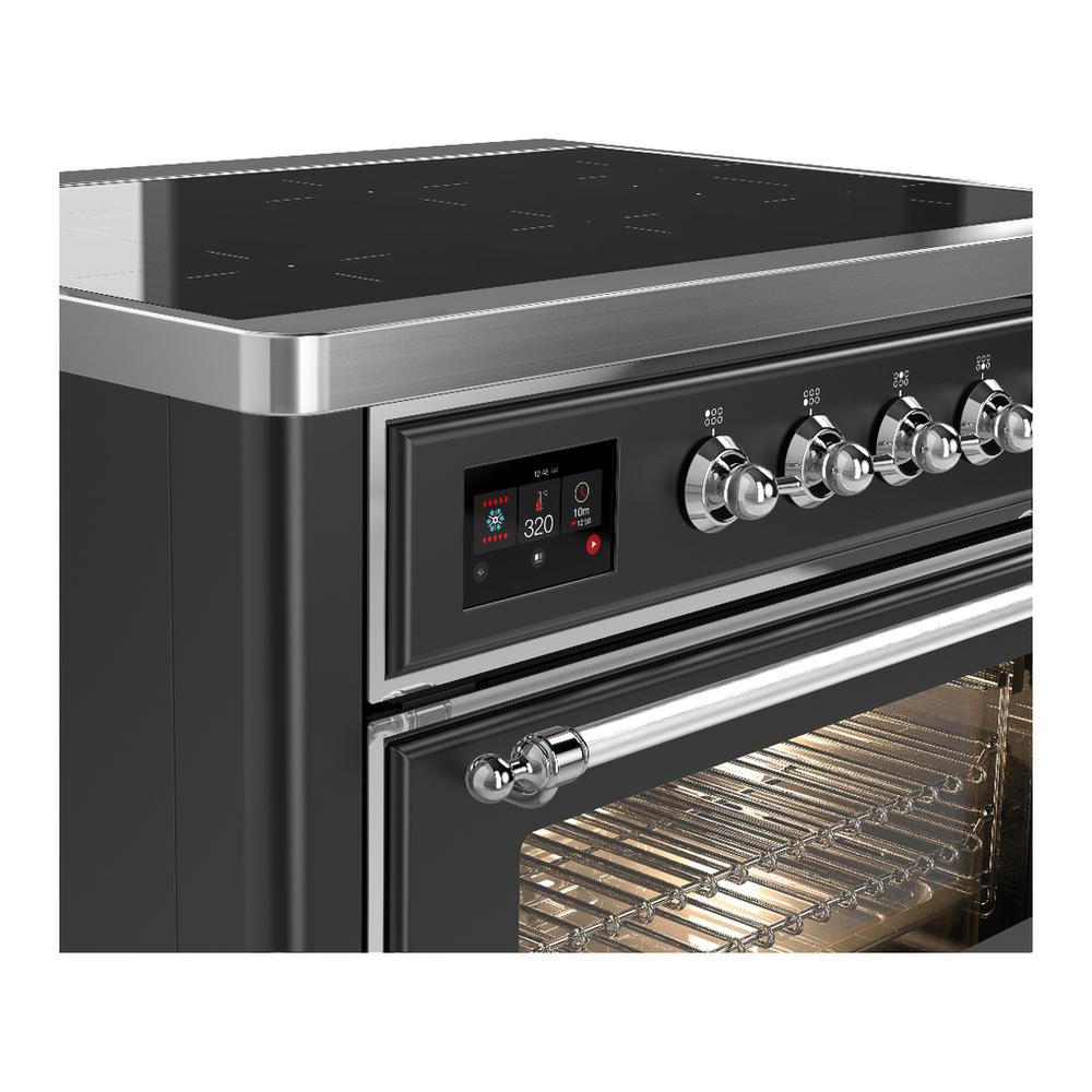 ILVE UMIB36NR3MGC Majestic III 36 inch Induction Range with 6 Elements, 3.5 cu. ft. Total Oven Capacity (Triple Glass Door, Graphite Matte, Chrome)