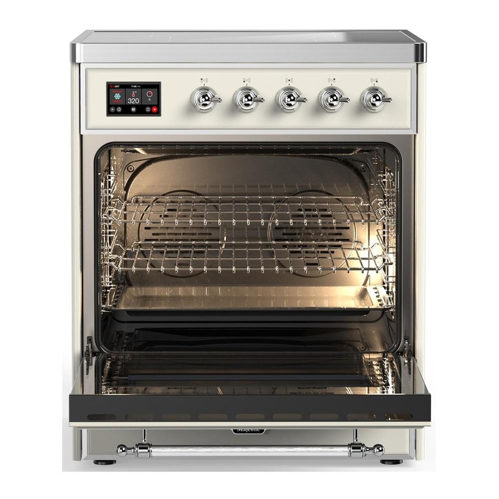 ILVE UMIB30QNR3AWC Majestic III 30 inch Induction Range with 4 Elements, 4 cu. ft. Oven Capacity (Solid Door, Antique White, Chrome)
