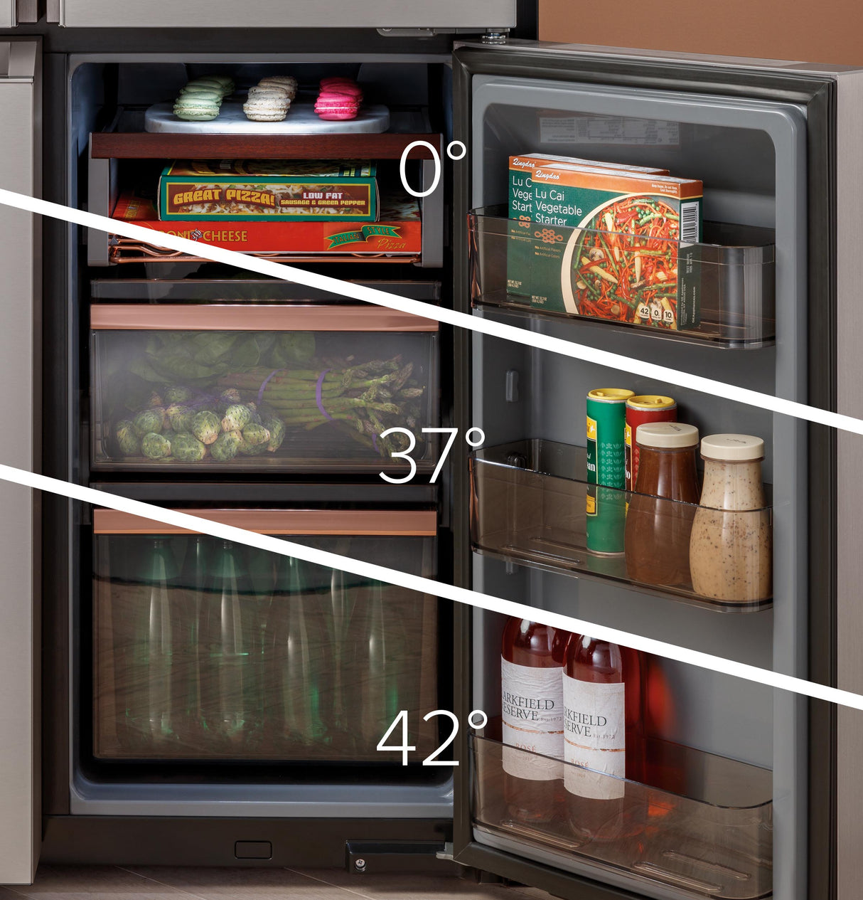 CAF(EBACK)™ ENERGY STAR® 27.4 Cu. Ft. Smart Quad-Door Refrigerator in Platinum Glass
