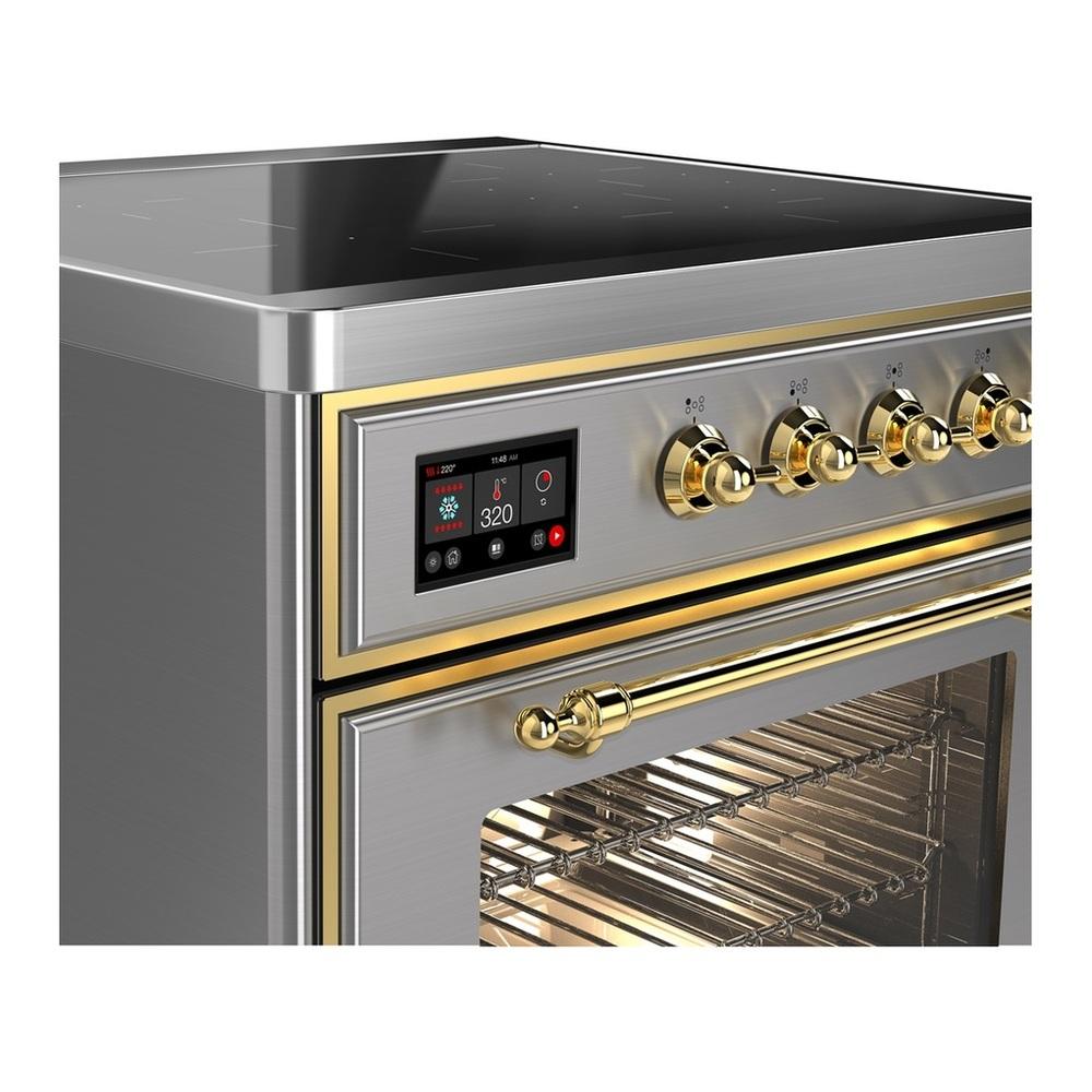 ILVE UMIB30NR3SSG Majestic III 30 inch Induction Range with 4 Elements, 4 cu. ft. Oven Capacity (Triple Glass Door, Stainless Steel, Brass)