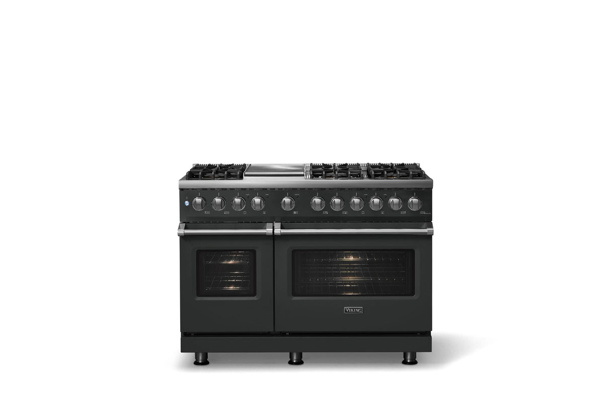 48"W. Dual Fuel Range (Burner: 6g, Finish: Antique Bronze, Trim: Polished Chrome, Fuel: Natural Gas)