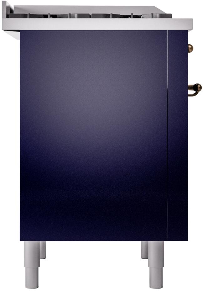 Nostalgie II 36 Inch Dual Fuel Liquid Propane Freestanding Range in Blue with Bronze Trim