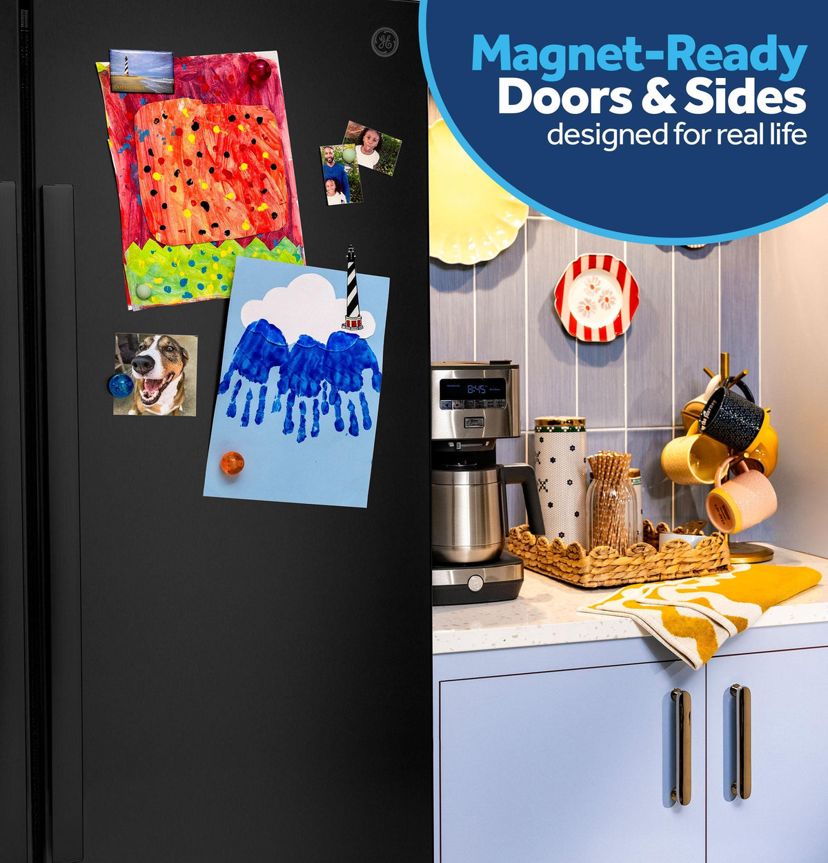GE® 23.6 Cu. Ft. Counter-Depth Side-By-Side Refrigerator with Extra Tall Dispenser and In-Door Icemaker