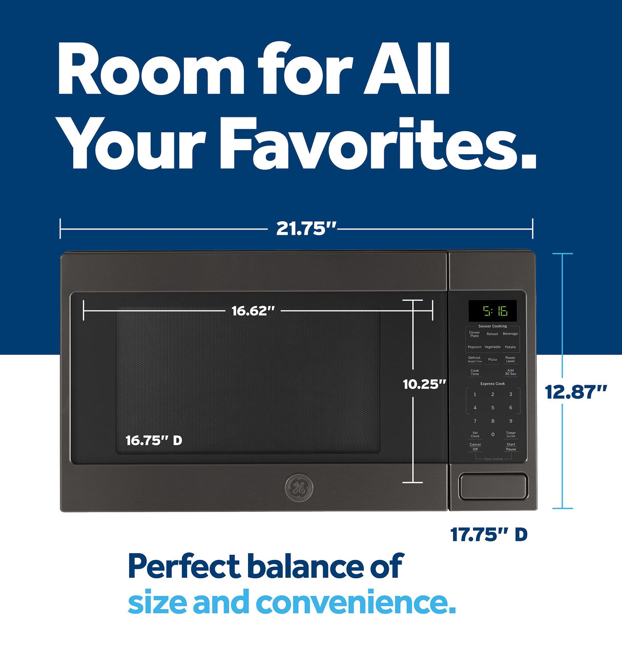 GE® 1.6 Cu. Ft. Countertop Microwave Oven
