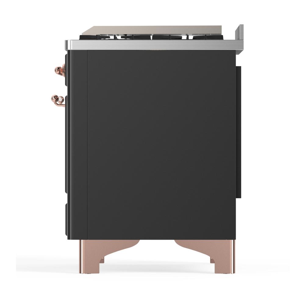 ILVE UM48FQNR3MGPLP Majestic III 48 inch Dual Fuel Range with 8 Burners and Griddle, Dual Function Burner up to 25,000 BTU (Liquid Propane, Solid Door, Graphite Matte, Copper)
