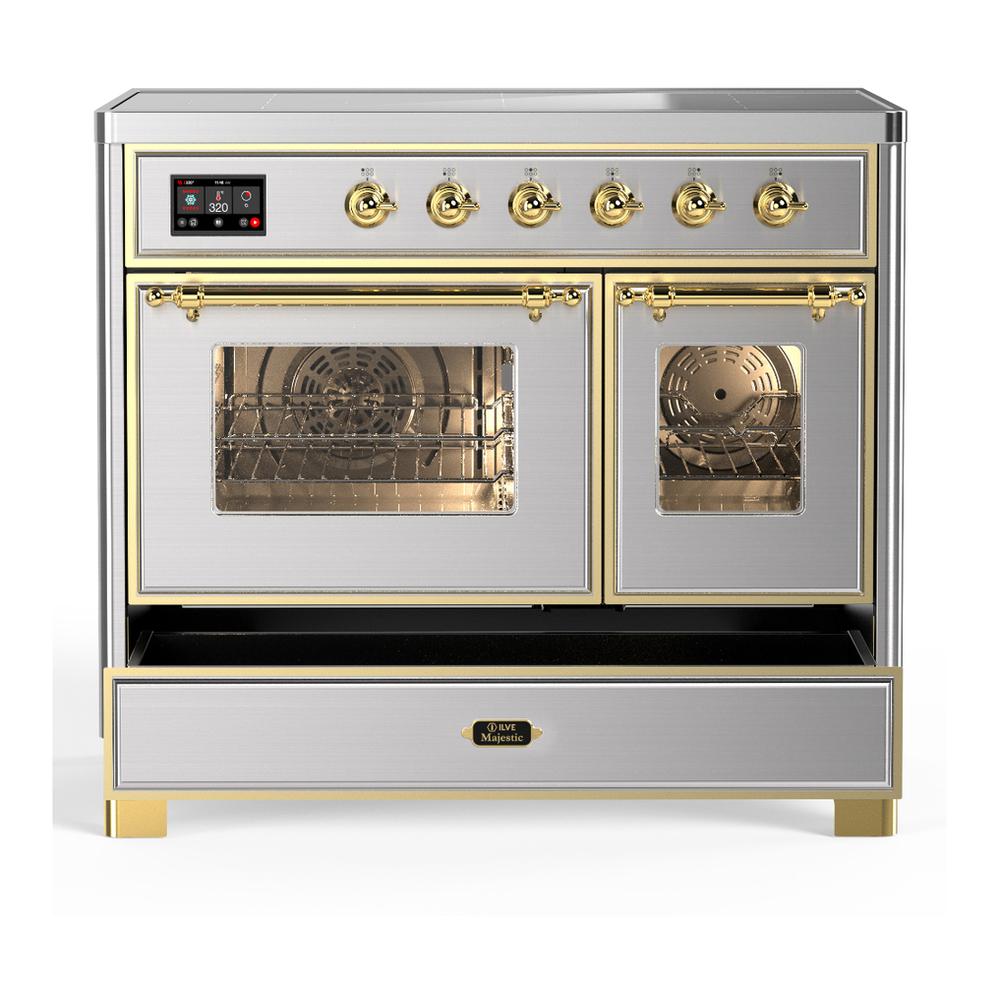 ILVE UMDIB40NR3SSG Majestic III 40 inch Induction Range with 6 Elements, 3.82 cu. ft. Total Oven Capacity (Triple Glass Door, Stainless Steel, Brass)
