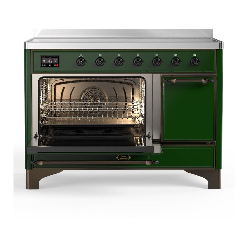 ILVE UMIB48QNR3EGB Majestic III 48 inch Induction Range with 6 Elements, 5.02 cu. ft. Total Oven Capacity (Solid Door, Emerald Green, Burnished)