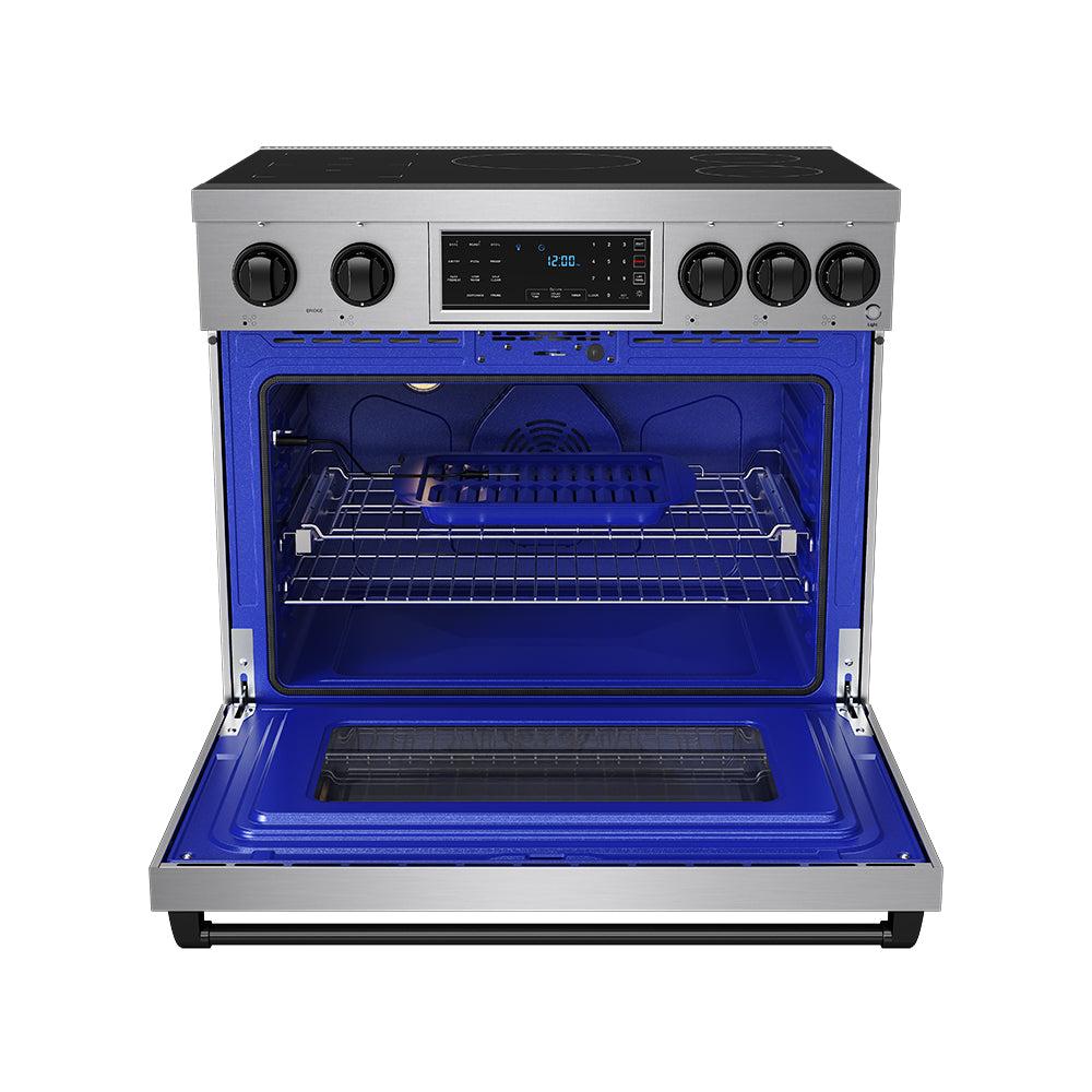 36 Inch Professional Induction Range With Tilt Panel Touch Control In Stainless Steel and Black Gordon Ramsay Series