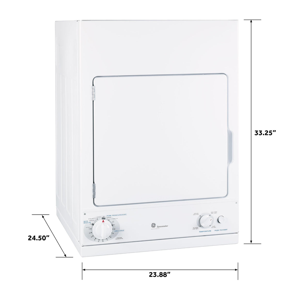 GE Spacemaker® 240V 3.6 cu. ft. Capacity Stationary Electric Dryer