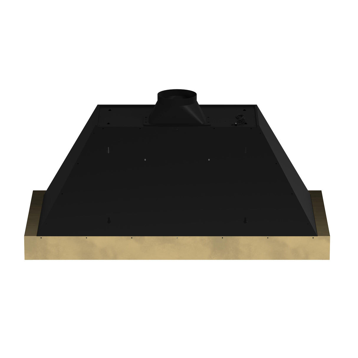 Forno Vittorio 48-Inch Wall Mount Range Hood, Black with Antique Brass Trim, 600 CFM Airflow, Dishwasher-Safe Baffle Filters, Remote Control, 3-Speed Fan, Bright LED Lighting.