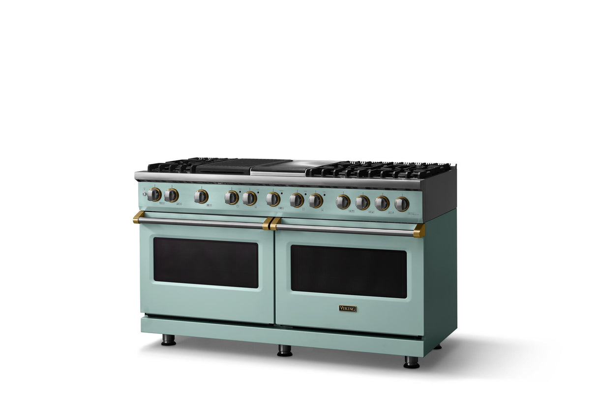 60"W.Dual Fuel Range (Finish: Splash, Trim: Polished Chrome, Fuel: Propane)