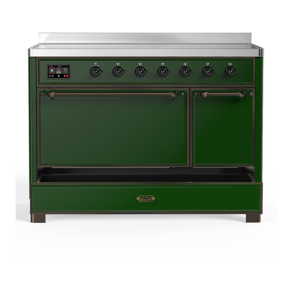 ILVE UMIB48QNR3EGB Majestic III 48 inch Induction Range with 6 Elements, 5.02 cu. ft. Total Oven Capacity (Solid Door, Emerald Green, Burnished)