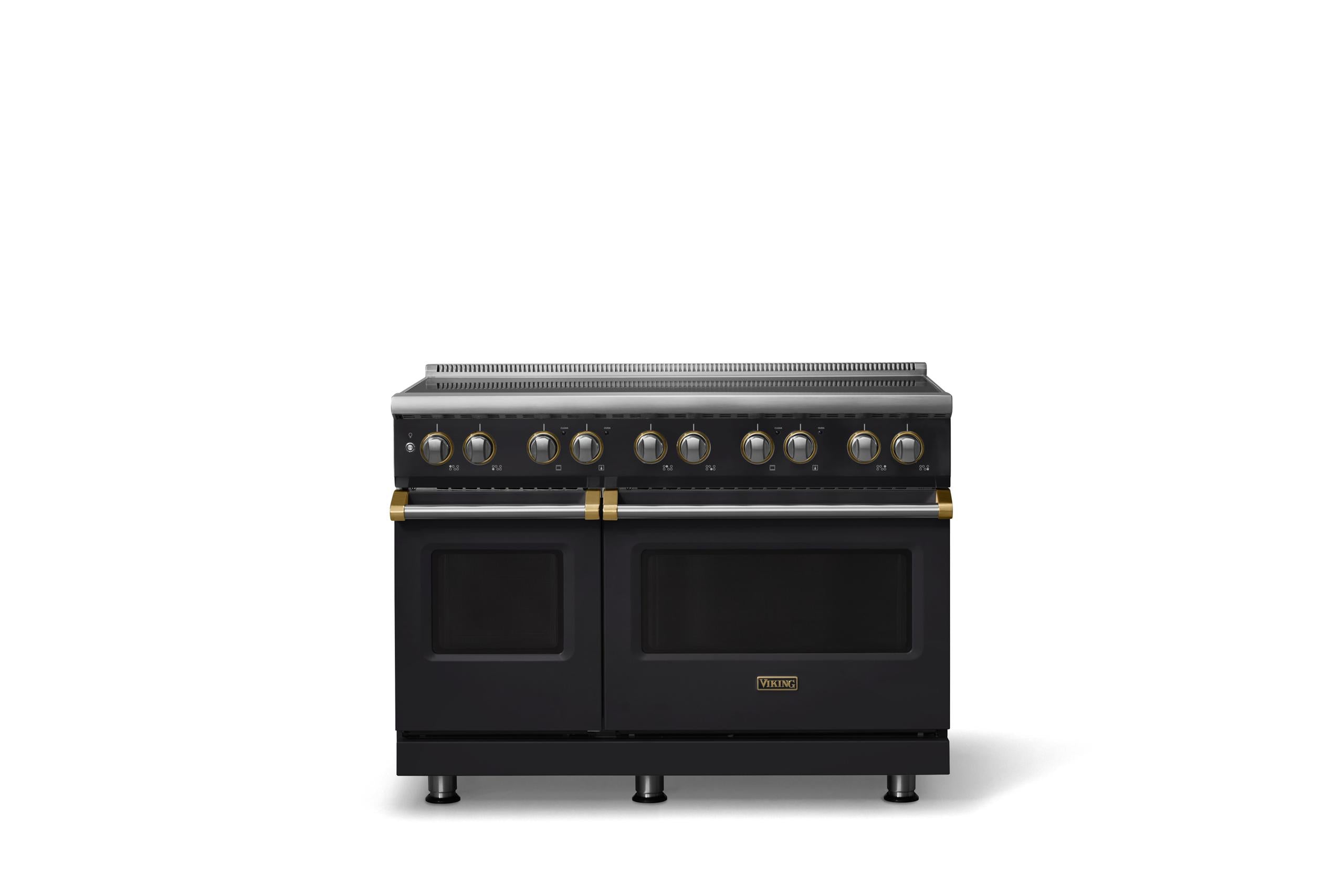 48"W. Induction Range (Finish: Onyx, Trim: Brushed Brass)