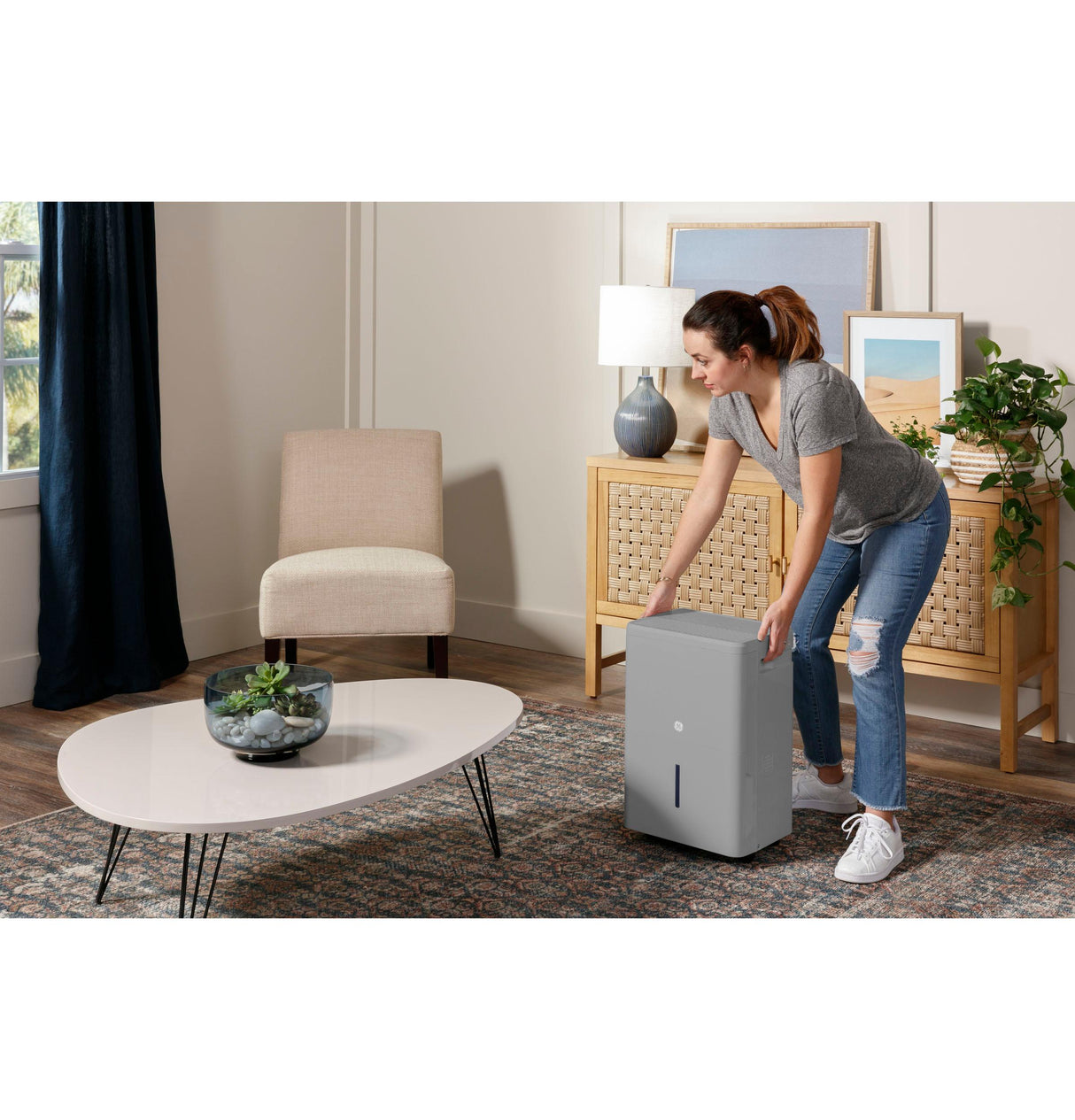 GE® ENERGY STAR® 50 Pint Portable Dehumidifier with Smart Dry for Wet Spaces