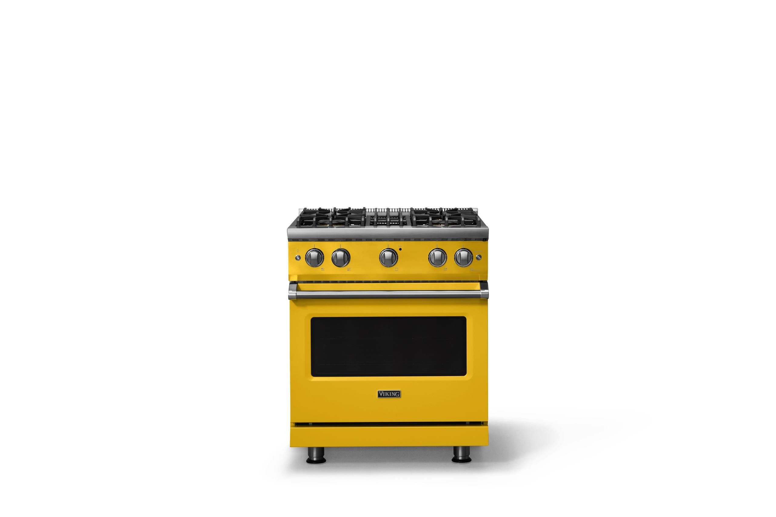 30"W. Sealed Burner Gas Range (Finish: Daffodil, Trim: Polished Chrome, Fuel: Natural Gas)