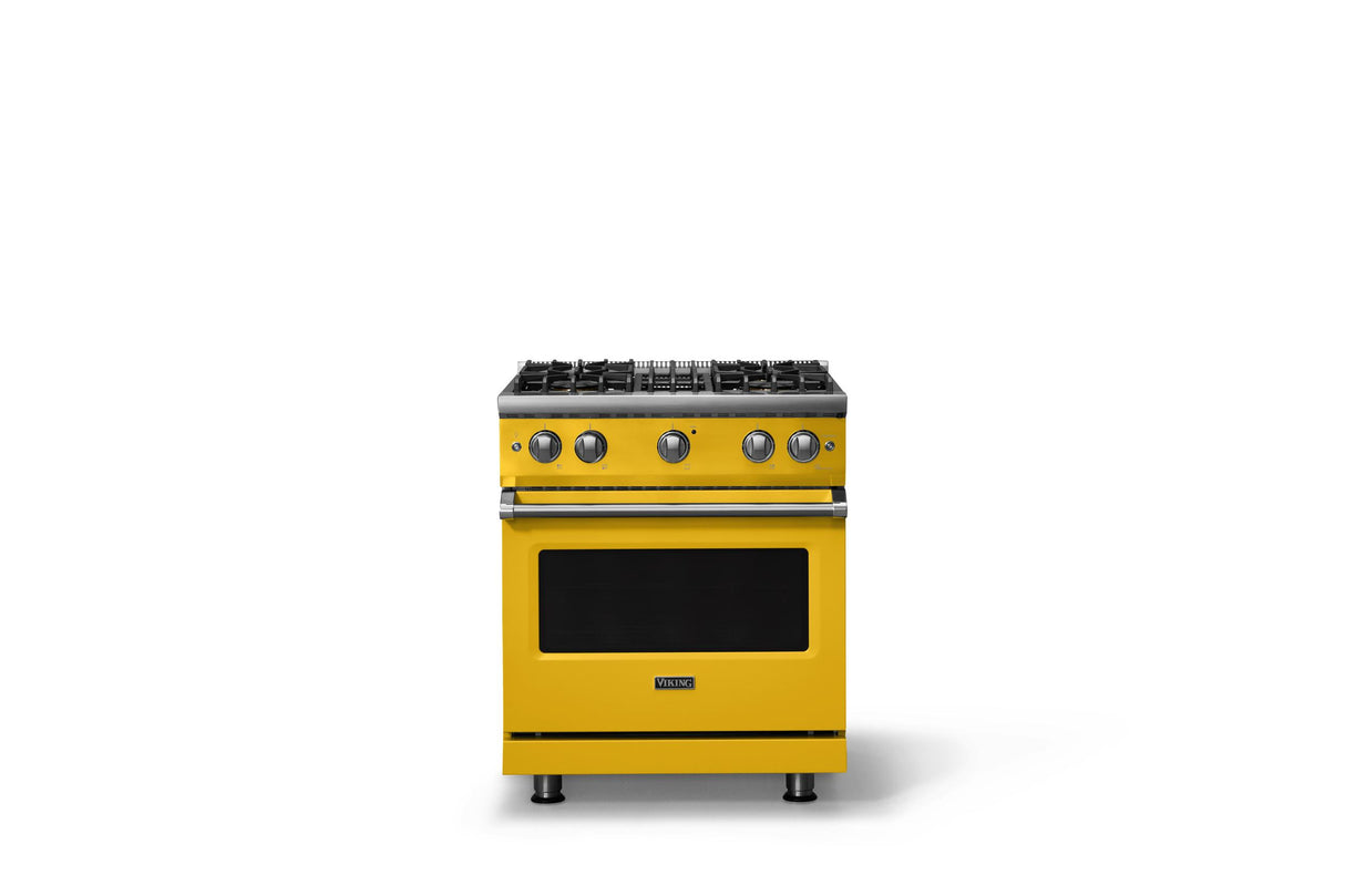 30"W. Sealed Burner Gas Range (Finish: Daffodil, Trim: Polished Chrome, Fuel: Propane)