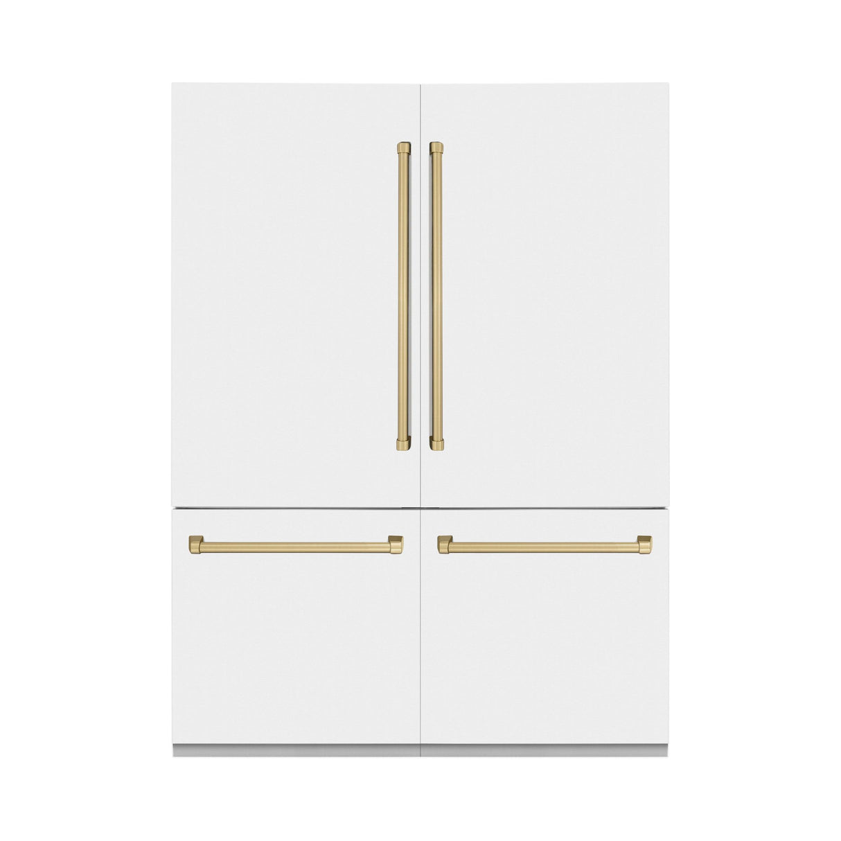 ZLINE 60" Autograph Edition 32.2 cu. ft. Built-in 4-Door French Door Refrigerator with Internal Water and Ice Dispenser in White Matte with Champagne Bronze Accents (RBIVZ-WM-60-CB)