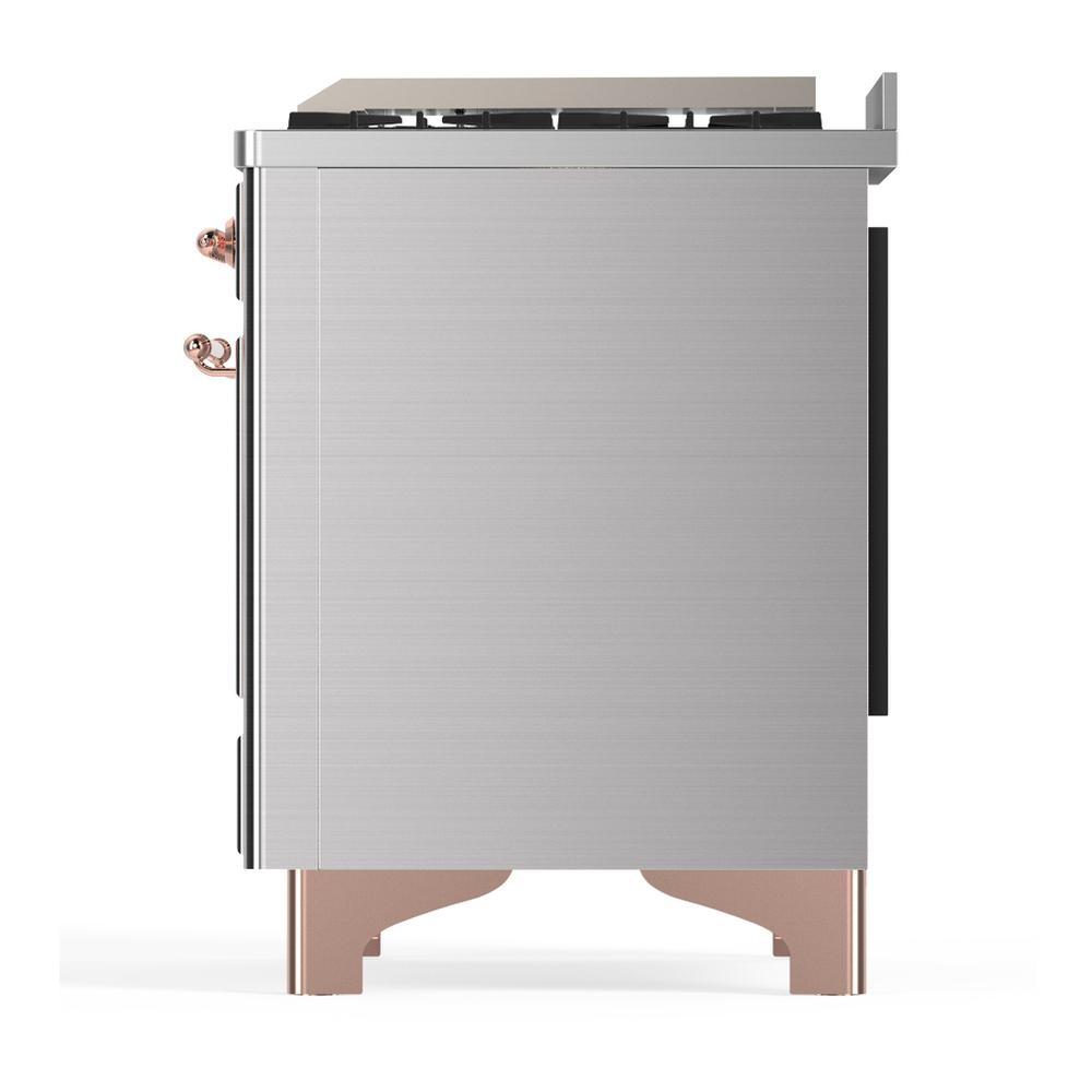 ILVE UM36FNR3SSP Majestic III 36 inch Dual Fuel Range with 6 Black Brass Burners and Griddle, Dual Function Burner up to 25,000 BTU (Triple Glass Door, Stainless Steel, Copper, Natural Gas)