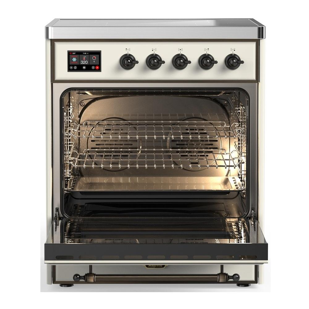 ILVE UMIB30QNR3AWB Majestic III 30 inch Induction Range with 4 Elements, 4 cu. ft. Oven Capacity (Solid Door, Antique White, Burnished)