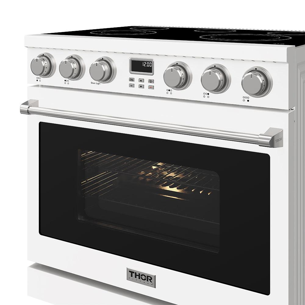 36 Inch Electric Range In White - Contemporary Professional