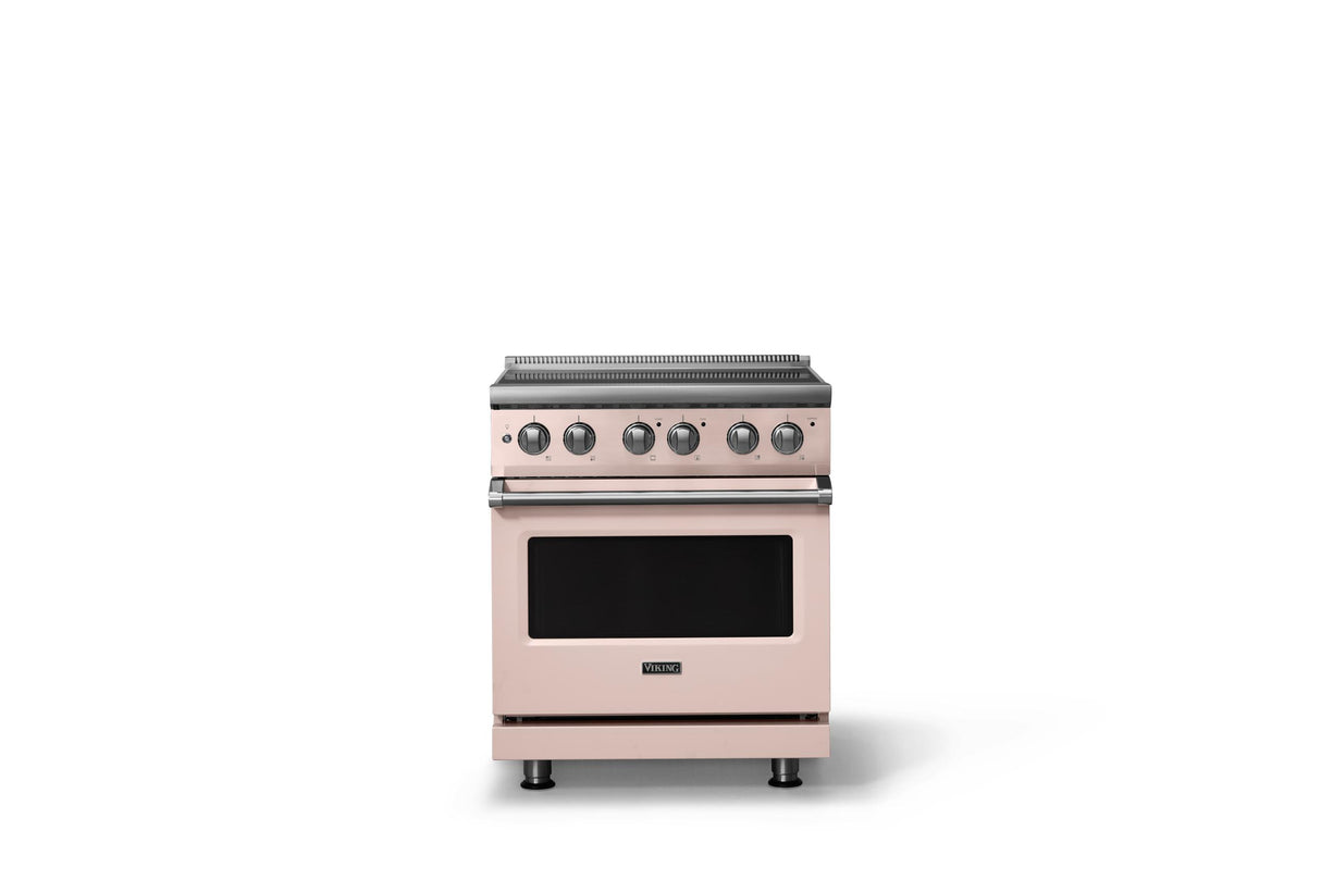 30"W. Electric Range (Finish: Blush, Trim: Polished Chrome)